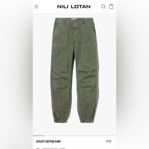 Nili Lotan Utility Cotton Pant - Green size 6